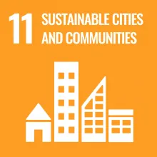 Sustainable Development Goal 11 Sustainable Cities and Communities icon in orange