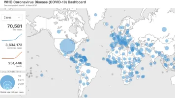 Map visualization of global COVID-19 cases from WHO dashboard