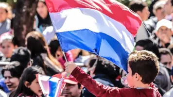 Paraguay flag close-up at a rally